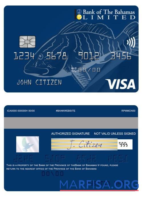 Downloadable Bahamas Bank of Bahamas Prepaid US Dollar Visa Card sample